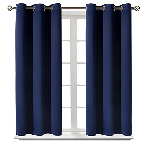 BGment Blackout Curtains for Bedroom, Room Darkening Thermal Insulated Room Darkening Curtains for Living Room, 38x54 Inch, Navy Blue, Set of 2
