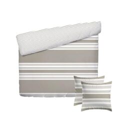 Pure Cotton 3-Piece Double Bedding Set - Duvet Cover 240 x 220 cm and 2 Pillowcases 63 x 63 cm - 100% Cotton Satin, 80 Thread Count - Oeko-TEX Certified - Erida - Taupe