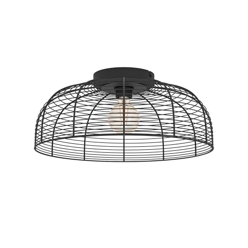 Eglo Ceiling Light Fixture Derwen, Wire lamp Living Room, Metal Bedroom and Hallway Lighting, Black, E27 Socket, Ø 45 cm