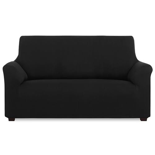 MAXIFUNDAS Elastic Sofa Cover 4 Seater Black - Extra Soft Sofa Cover Non Slip Elastic Couch Cover - Inca Model