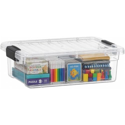 Superio Clear Storage Box with Lid, 16 Quart Plastic Container Bins for Organizing, Stackable Crates, BPA Free, Non Toxic, Odor Free, Organizers for Home, Office, School, and Dorm