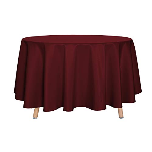 sancua 90 Inch Round Tablecloth, Burgundy - Water Resistant Spill Proof, Washable Polyester Cloth, Decorative Fabric Cover, For Dining, Buffet Parties and Camping