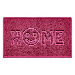 Nicoman SMILEY FACE Embossed Shape Door Mat Dirt-Trapper Washable Barrier Doormat-(Use Indoor or Sheltered Outdoor)-(75x44cm/29.5x17.3inches,Medium) Pink