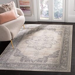 SAFAVIEH Traditional Rug for Living Room, Dining Room, Bedroom - Brentwood Collection, Short Pile, in Cream and Grey, 75 x 120 cm
