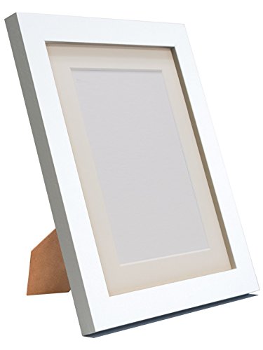 Q7 Picture Photo Frame, White with Ivory Mount, 50 x 40 cm Image Size 16 x 12 Inch, Plastic Glass