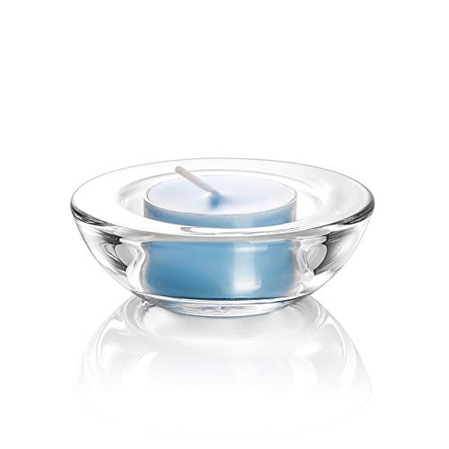 "ELIVIA Clear Tealight Candle Holders - Set of 12, Round Chunky Glass Candle Holder, 3"" Diameter - CH01 - Clear"