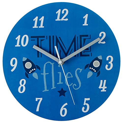 Premier Housewares Time Flies Kids Wall Clock, Blue