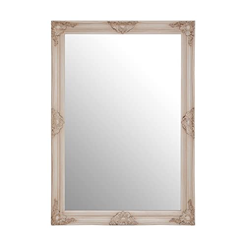 Premier Housewares Wall Mirror Bathroom/Bedroom/Hallway Wall Mounted Mirrors With Wooden Frame Round Shape/Vintage Design 5 x 102 x 72