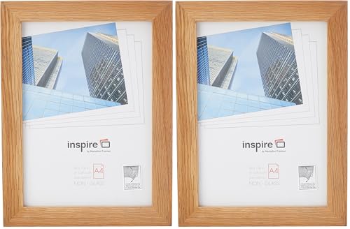 Hampton Frames NEW ENGLAND A4 (21x30cm) Natural Oak Picture Poster Photo Frame Non Glass NEWOAKA4PLX (Pack of 2)
