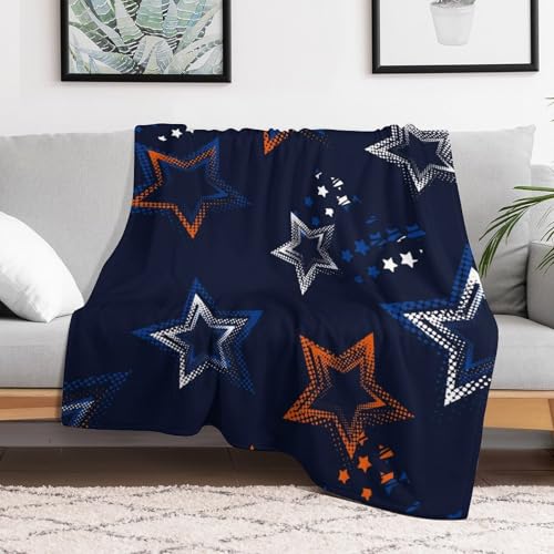 Blue Star Blanket Throw Decor Gifts for Girl Teen Soft Flannel Fleece Cozy Blankets for Decor,Bed,Sofa,Couch,Camping and Travel Warm Fuzzy Blankets???50''x 60''???