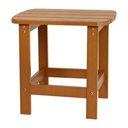 Flash Furniture Charlestown Tiered Commercial Poly Resin Adirondack Side Table - Teak - All-Weather - Indoor/Outdoor