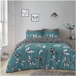 GC GAVENO CAVAILIA Polycotton Duvet Cover King Size (230x220cm) with 2 Pillowcases - Reversible King Size Bedding Set with Button Closure - Machine Washable - Teal