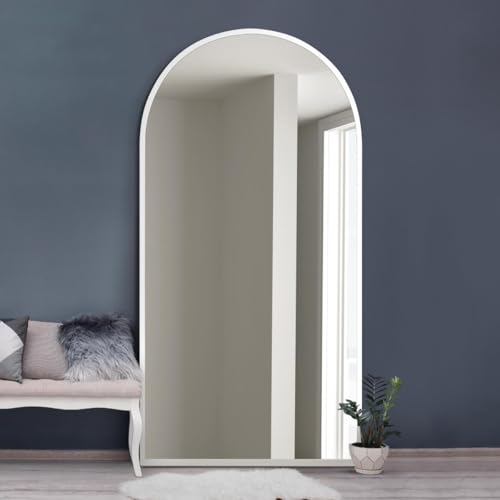 "The Arcus - White Framed Arched Leaner/Wall Mirror 71"" X 35"" (180CM X 90CM)"