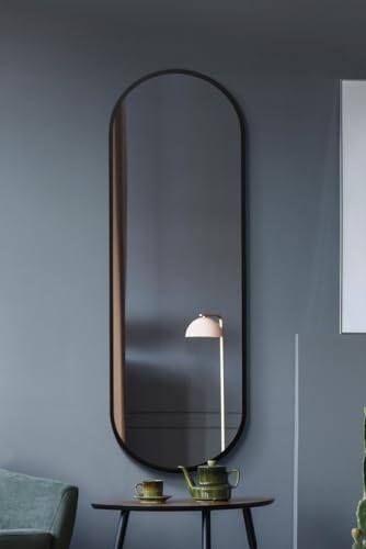 "The Vultus - New Black Metal Framed Double Arched Wall Mirror 71 X 24"" (180CM X 60CM) Suitable for Inside and Outside!"
