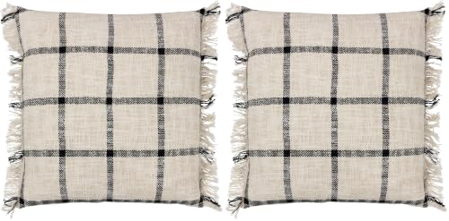 Yard Beni Cushion Cover (Natural/Black, 45 x 45 cm) (Pack of 2)