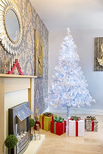 """SHATCHI 10ft/3m Pre-Lit Artificial Christmas Tree Alaskan Pine 1800 Tips-420 Cool White LEDs Metal Stand Xmas Home Decorations, 300cm"""