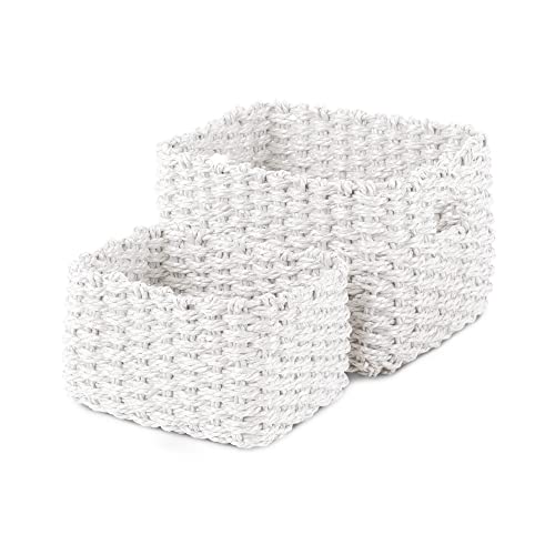 Compactor Lisou Woven Storage Baskets Large and Small, White, Pack of 2