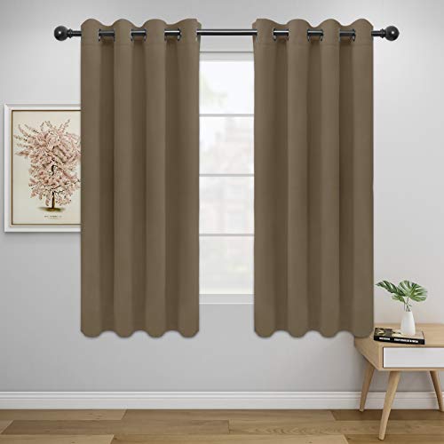 Easy-Going Blackout Curtains for Bedroom, Solid Thermal Insulated Grommet and Noise Reduction Window Drapes, Room Darkening Curtains for Living Room, 2 Panels (52x46 in,Natural)