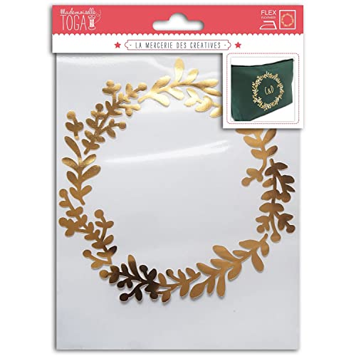 Mlle Toga Textile Transfer Wreath, Flex, Gold, 15 x 21 cm