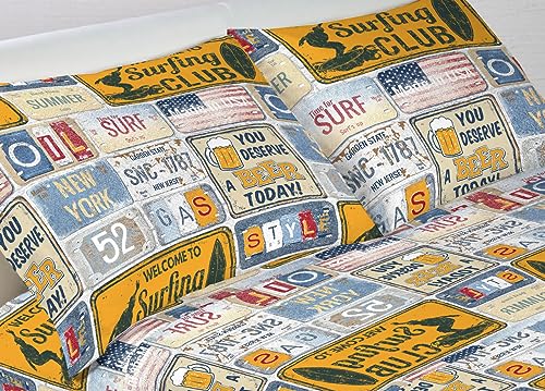 BIANCHERIAWEB WEB LINEN 100% Cotton Bed Sheet Set, Vintage Design