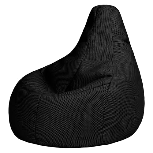icon Performance Mesh XL Gaming Bean Bag Chair, Black, Large Adult Bean Bag with Filling Included, Comfy Chair, Bedroom Furniture, Gamer Gifts, Gaming Room, Gaming Room Accessories