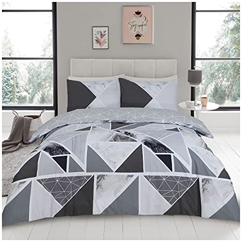 GC GAVENO CAVAILIA Luxury Geometric Shapes Duvet Cover Quilt, Easy Care Reversible Poly-Cotton Bedding Set, Mila, Kingsize, Charcoal/Grey, 50% Polyester & 50, King 521440
