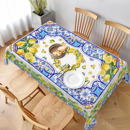 juniissl Lemon Rectangle Tablecloth Washable 60x90 Inch Table Cover Decorative Table Cloth for Party Picnic Kitchen