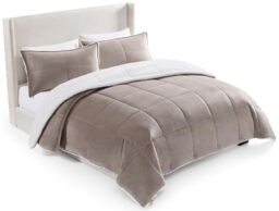 UGG Blissful King Comforter Set with 2 Pillow Shams Reversible White Comforter Plush Fluffy Warm Bed Set Premium Hypoallergenic Down Alternative Bedding Breathable, King/California King, Brown Fawn