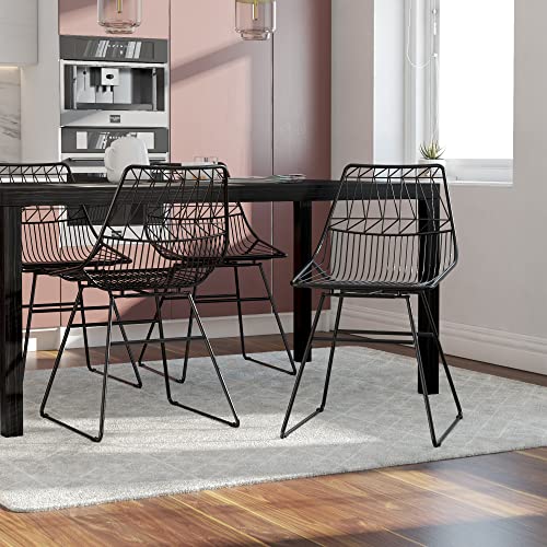 DHP Furniture Astrid Wire Metal Dining Chair Black, 47x55x79cm (DxWxH)