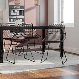 DHP Furniture Astrid Wire Metal Dining Chair Black, 47x55x79cm (DxWxH)