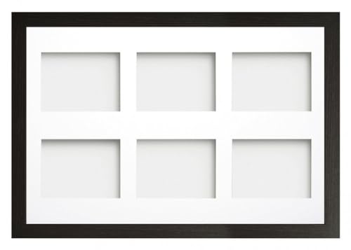 Frame Company Watson Multi Aperture Range Black Photo Picture Frame, 30x20 for 8x6 (x6) *Choice of Sizes* Fitted with Perspex