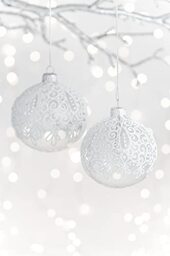 Dagmara My Christmas 2 Glass Christmas Bauble with Colourful Branches, Transparent, White, 8 cm, 0802B043