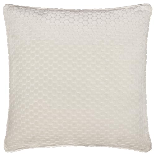 Paoletti Neptune Feather Filled Cushion – Soft Luxury Velvet Geometric Decorative Pillow (Ivory – 50x50cm)