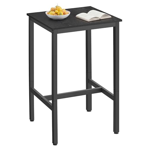 VASAGLE Breakfast Bar, Square Tall Bar Table, Heavy-Duty Steel Frame, 60 x 60 x 92 cm, Easy Assembly, for Kitchen Living Room, Industrial Style, Ebony Black and Black LBT025B56