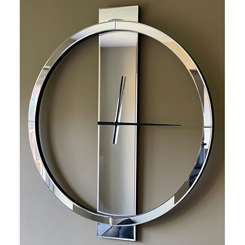 "SHYFOY Wall Clock Decorative Large Clock Living Room Decor - 23"" Big Clocks All Mirror Glass Finish, Modern Clock for Wall Round Wall Decor for Office Bedroom Fireplace"