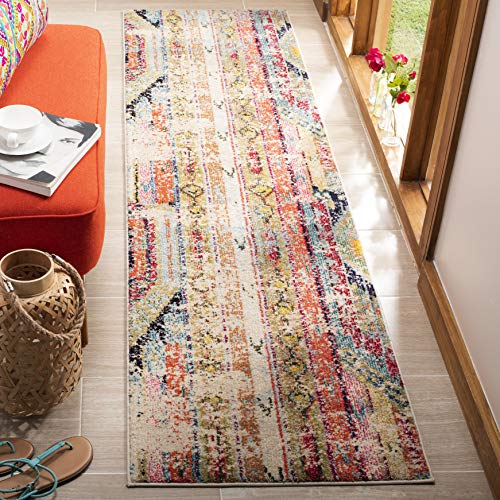 SAFAVIEH Boho Rug for Living Room, Dining Room, Bedroom - Monaco Collection, Short Pile, in Multi, 76 X 183 cm