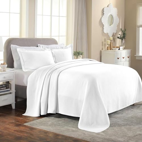Superior Cotton Bedspread, White, Twin