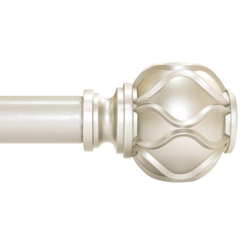 Champagne Curtain Rod for Windows48 to84 Inches(4-7ft), 1 Inch Diameter heavy-duty Adjustable Curtain Rod with Striped Twisted Finials,suitable for bedrooms, living rooms, etc.