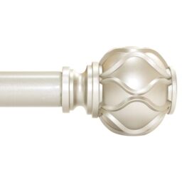 Champagne Curtain Rod for Windows48 to84 Inches(4-7ft), 1 Inch Diameter heavy-duty Adjustable Curtain Rod with Striped Twisted Finials,suitable for bedrooms, living rooms, etc.