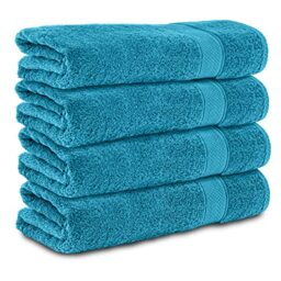 Komfortec Set of 4 Hand Towels 50 x 100 cm 100% Cotton Terry Towelling Soft Turquoise