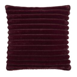 Appletree Hygge Decorative Cushion Cover, Horizontal Ribbed Faux Fur, Living Room Bedroom, 1 Piece, 43 x 43 cm, Burgundy, 100% Polyester, Square