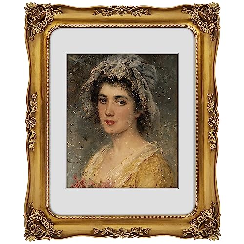 FJXMFRAME 11x14 Picture Frame Gold Vintage Antique Frames 11x14 or Matted to 8x10 Photo Ornate Baroque Bronze for Wall Display