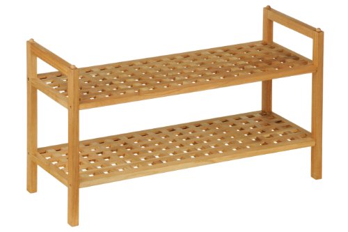 Premier Housewares Walnua Wood 2-Tier Shoe Rack, Natural, 27 x 70 x 40 cm