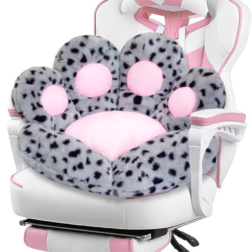 DOBUONO Cat Paw Desk Chair Cushion - Comfy Plush Gaming Chair Cushion - Kawaii Bear Cute Seat - Girl, Room Decor (Gray-Black Flecks)