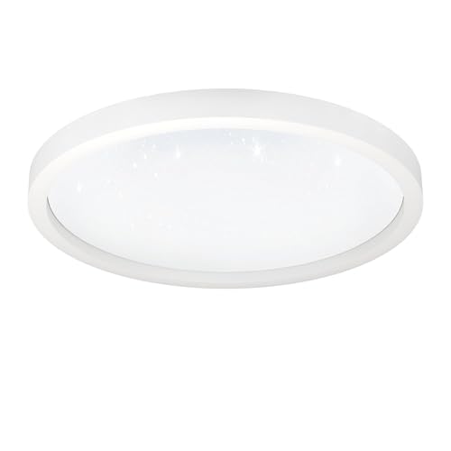 EGLO connect.z Smart Home LED ceiling lamp Montemorelos-Z, Zigbee, crystal effect, app and voice control Alexa, tunable white light (warm - cool white), RGB, dimmable spotlight, white, Ø 22 in