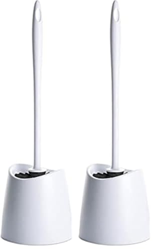 TATAY Toilet Brush - Durable Materials - Modern Design - Fixed and Long-Lasting Brush for Hygienic Cleaning - Multiple Bathroom Brush Colors - Made in Spain - 12 x 12 x 38 cm – White (Pack of 2)