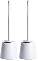 TATAY Toilet Brush - Durable Materials - Modern Design - Fixed and Long-Lasting Brush for Hygienic Cleaning - Multiple Bathroom Brush Colors - Made in Spain - 12 x 12 x 38 cm – White (Pack of 2)