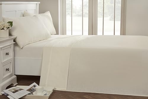 Rapport Easycare Non-Iron Flat Sheet, Polyester-Cotton, Cream, Single, 254 x 178 x 1 cm