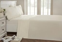 Rapport Easycare Non-Iron Flat Sheet, Polyester-Cotton, Cream, Single, 254 x 178 x 1 cm