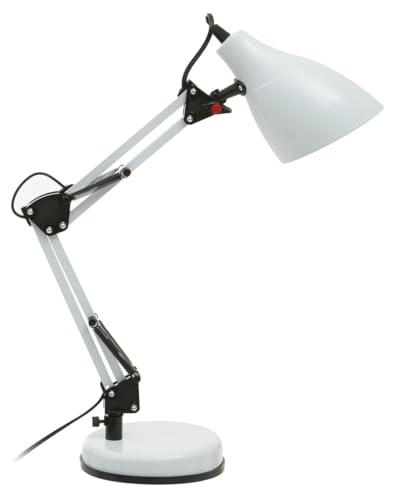 Premier Housewares LED Desk Lamps White Desk Lamp Adjustable White Finish Metal and Synthetic Lamp LED Desk Lamp, Measuring 18 x 47 x 16 cm